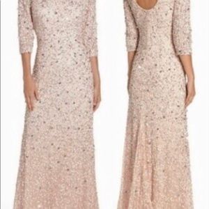 NWT ADRIANNA PAPPELL SEQUINED SCOOP NECK GOWN